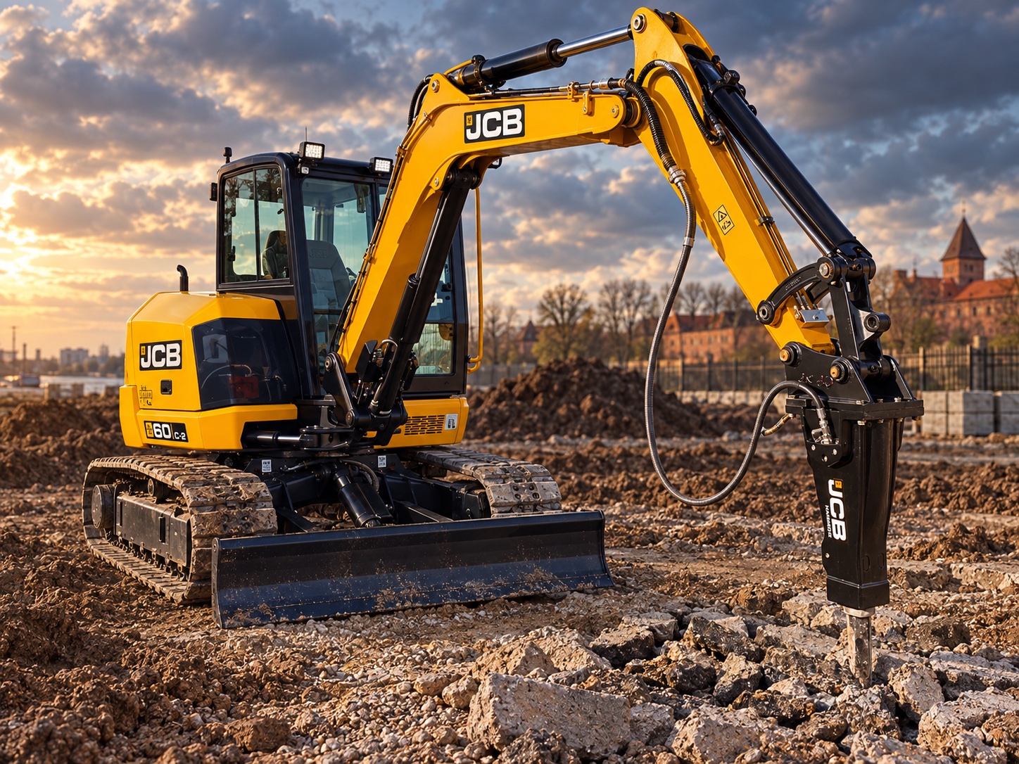 Экскаватор JCB с гидромолотом