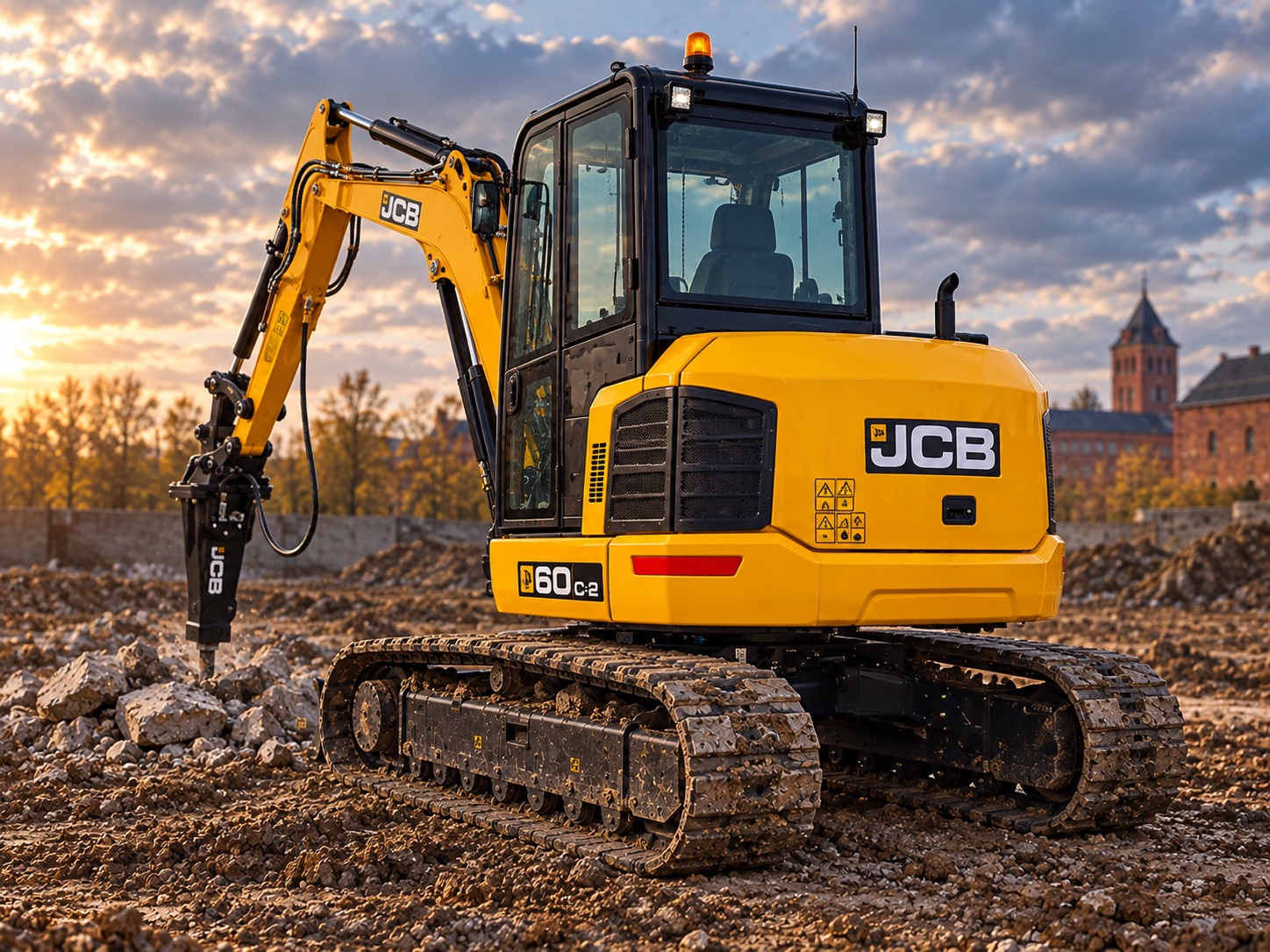 Экскаватор JCB с гидромолотом